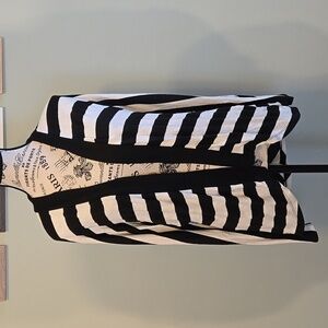 Black and White Striped Cardigan